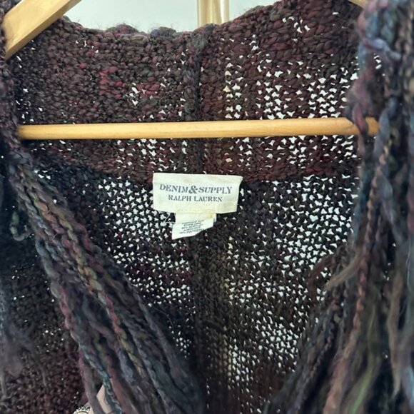 Denim & Supply Ralph Lauren Multicolor Fringe Knit Cardigan – Size Small (Oversi - Picture 4 of 9